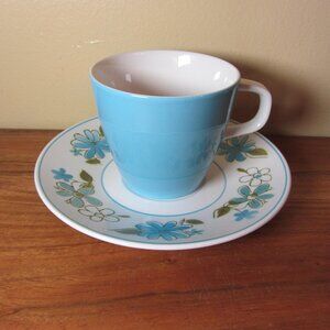 mikasa "Maggie" saucer 3149-8 & 9 oz "blue" cup 3995 vintage (w3946)